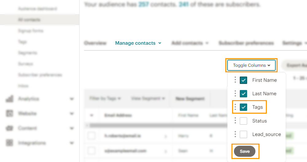 Mailchimp | OnePageCRM tags