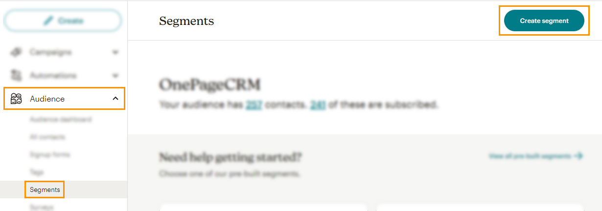 Mailchimp | Audience l Segments