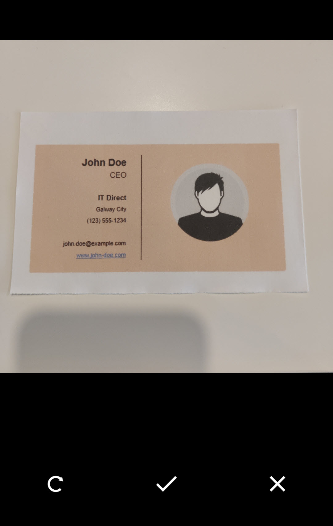 Android Mobile App | Take photo of Business card | check icon