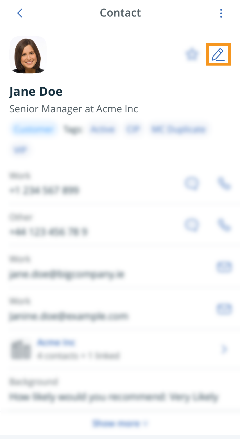 iOS Mobile App | Edit a contact