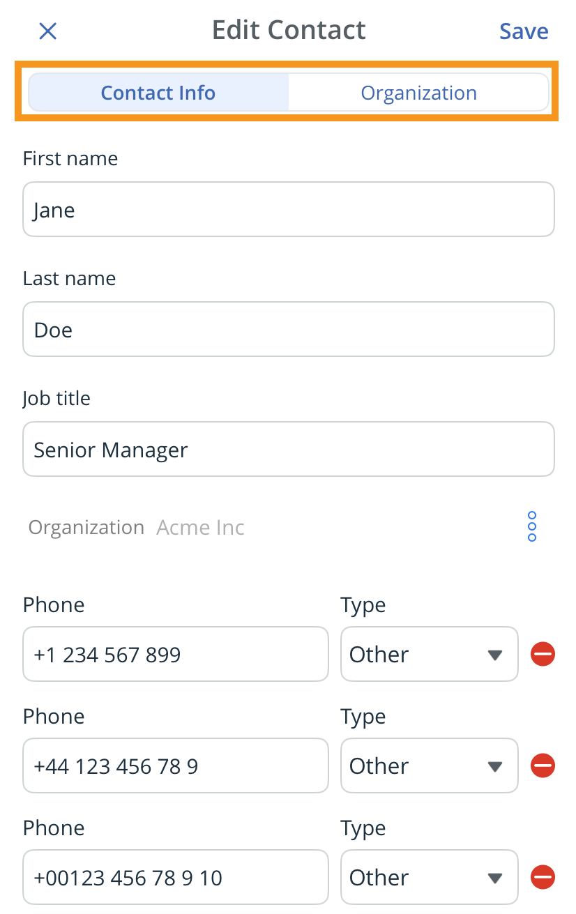 iOS Mobile App | Edit a contact