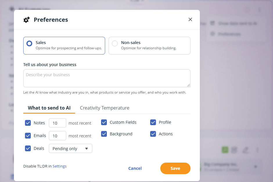 TL;DR | select Preferences