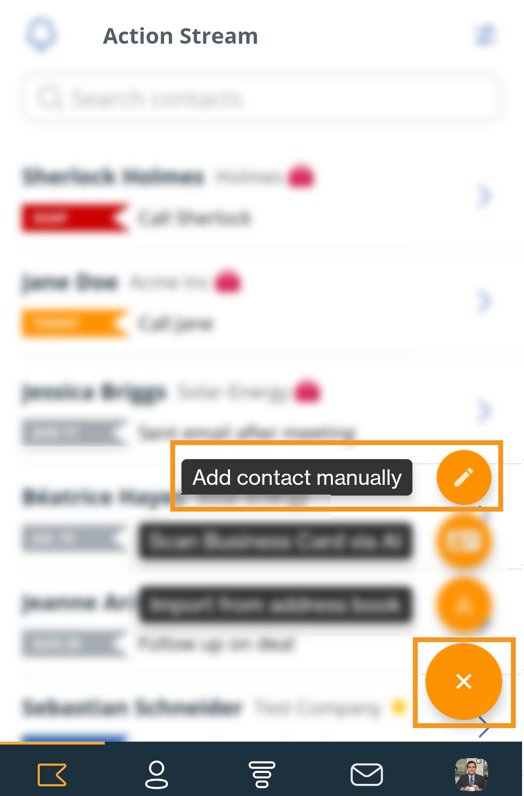 Android | Action Stream | plus icon | Add contact