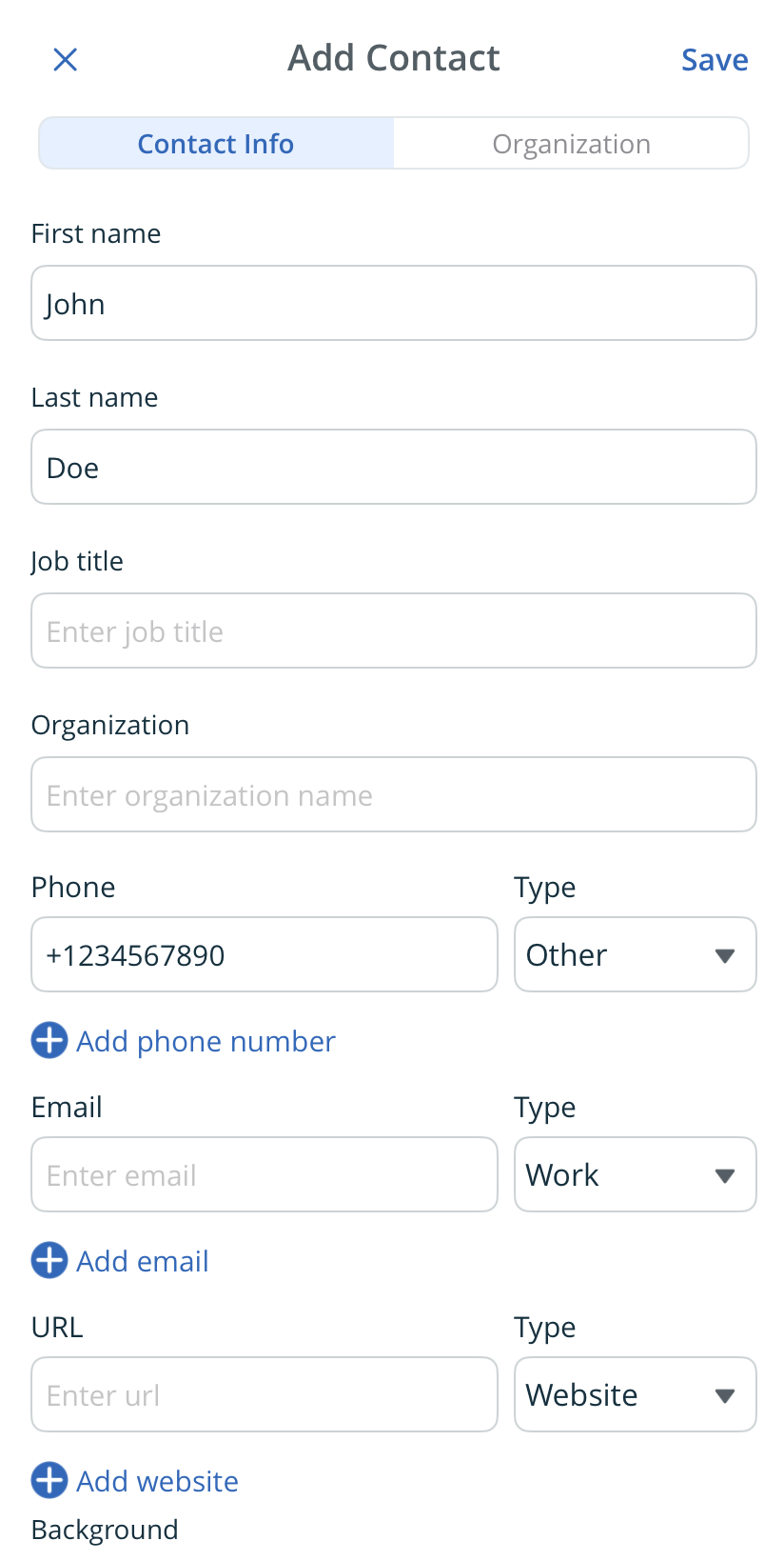 iOS | Import from address book | Save