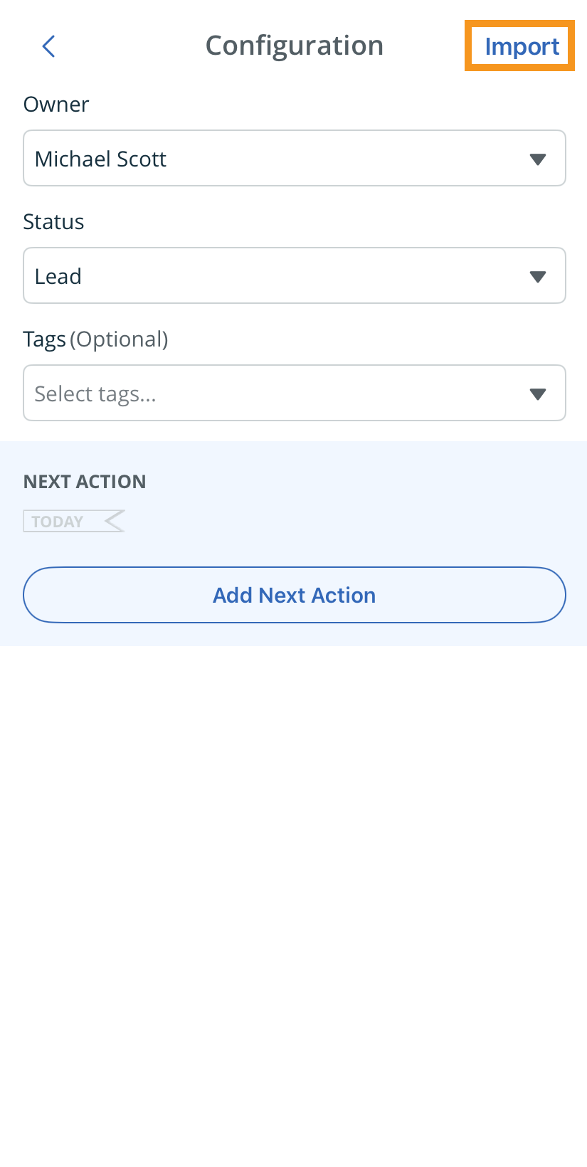 iOS | More | Import phone contacts | Configuration