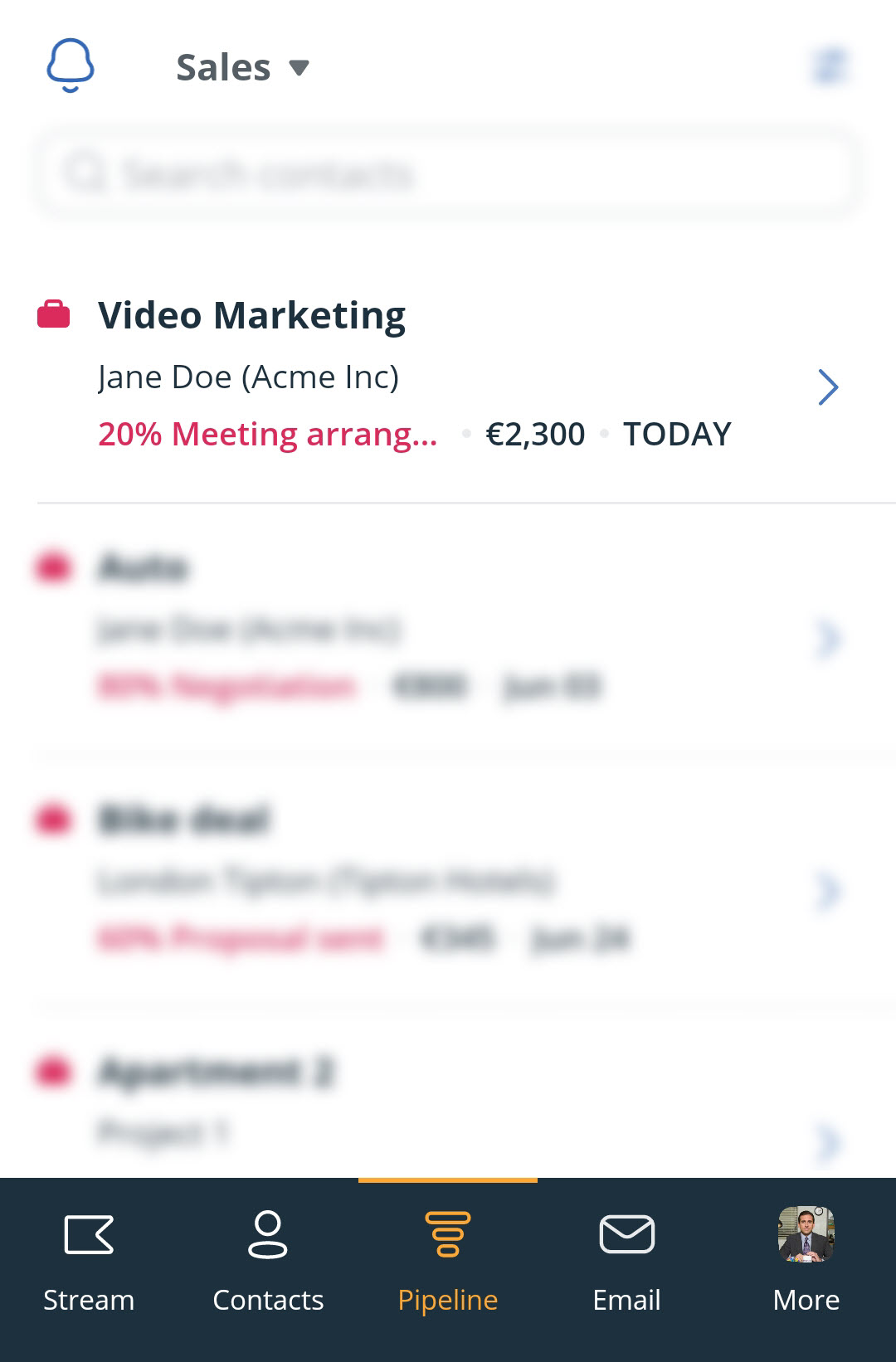 Android | Pipeline page | click into a deal
