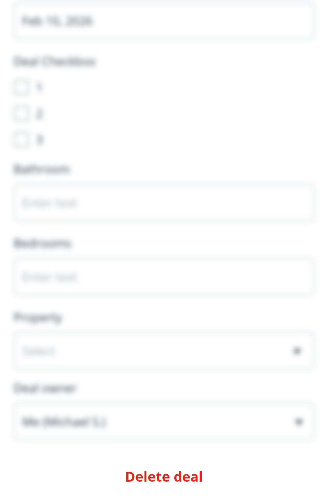 Android | Contact profile | Deal view | Delete deal