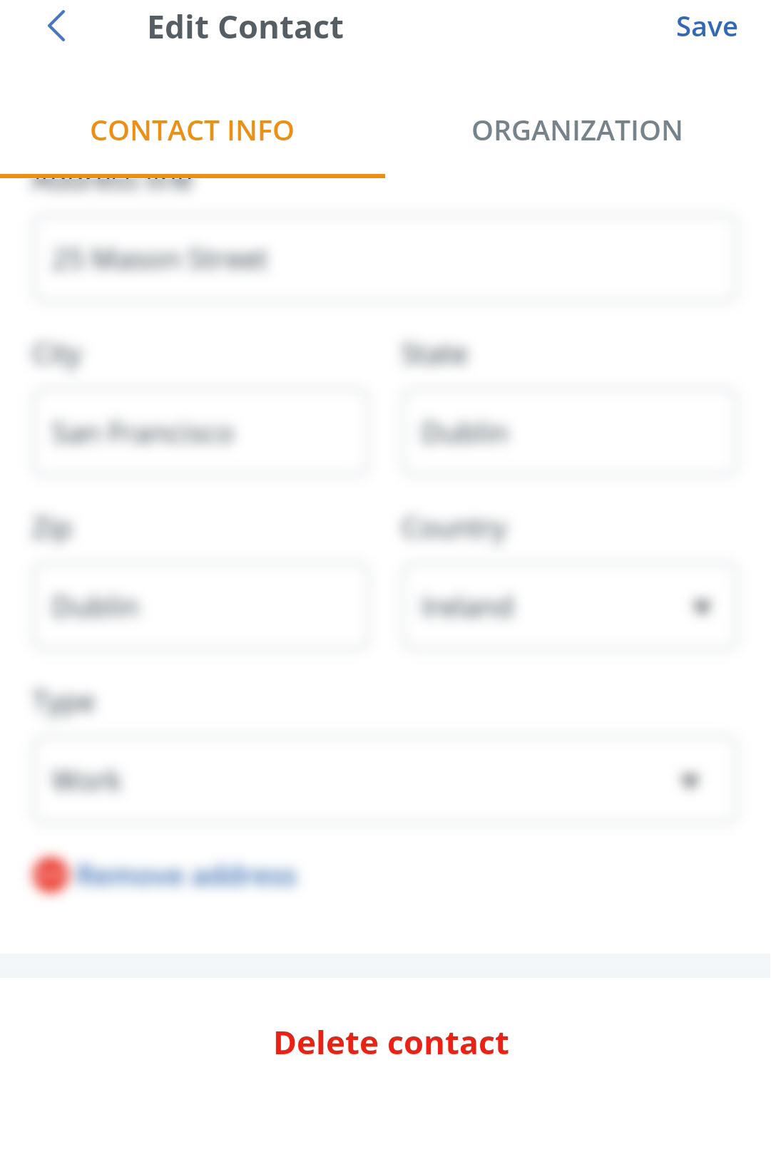 Android | Edit contact | Delete Contact