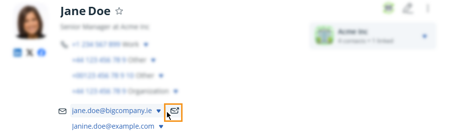 Contact profile | Email address | MailTo Quick Button