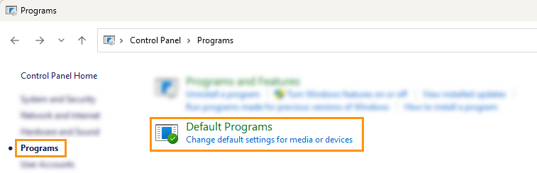 Windows | Default Programs