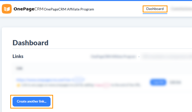 Rewardful | Dashboard | URL links section | Create another link...