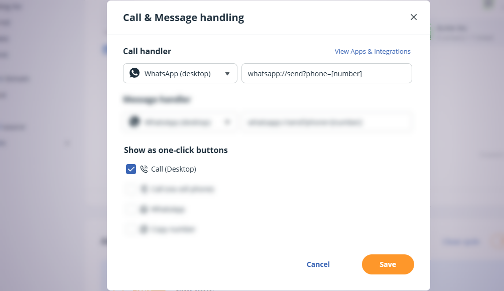 Call & Message handling pop up | Call handler | WhatsApp