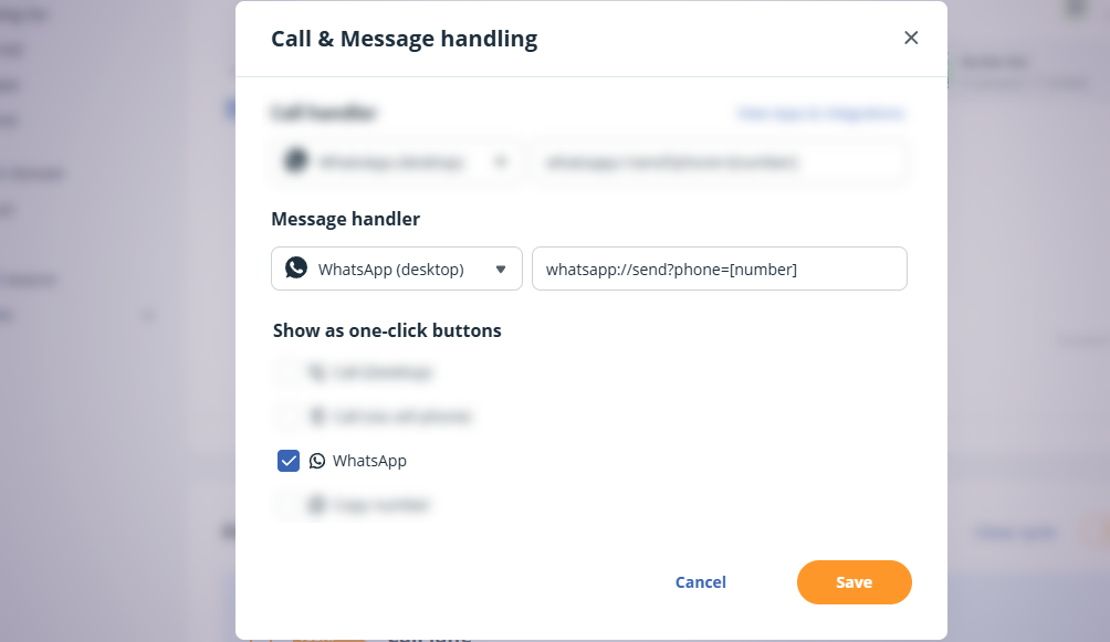 Call & Message handling pop up | Message handler | WhatsApp