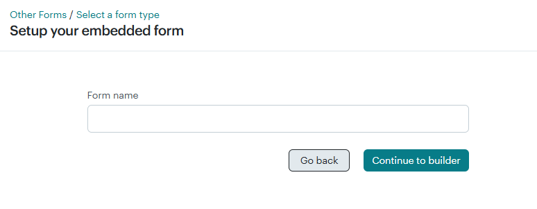 Mailchimp l Forms | Other Forms l Add form name