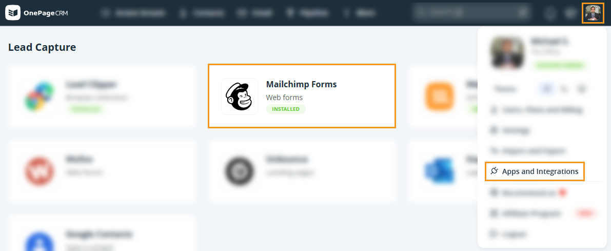 Apps and Integration page l Mailchimp Forms