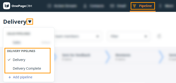 OnePageCRM | Pipeline | Delivery pipeline