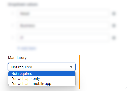 Settings | Custom fields | Mandatory Custom Field