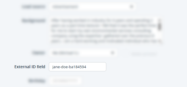 Contact profile | Edit contact | Add value to external ID field