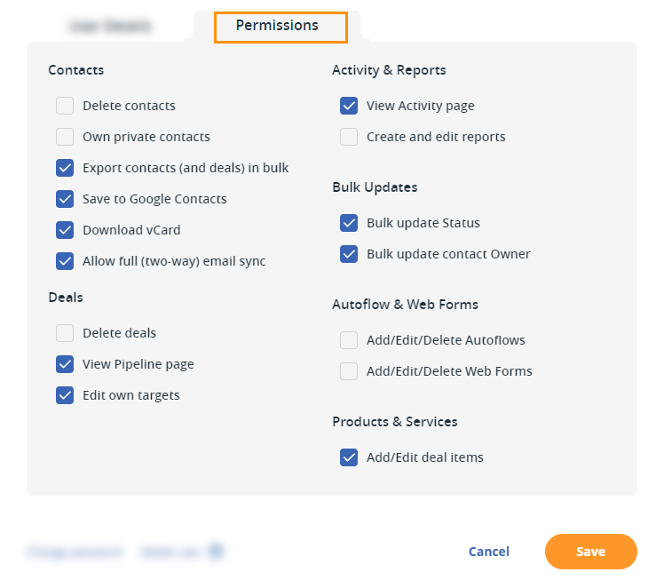 Users, Plans and Billing | User profile | Permissions