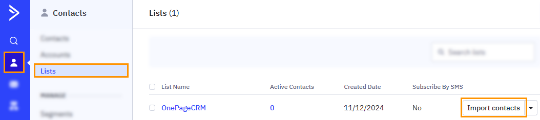 ActiveCampaign | Contacts | Lists | Import contacts