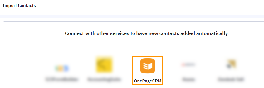 ActiveCampaign | Import contacts section | Scroll down to OnePageCRM