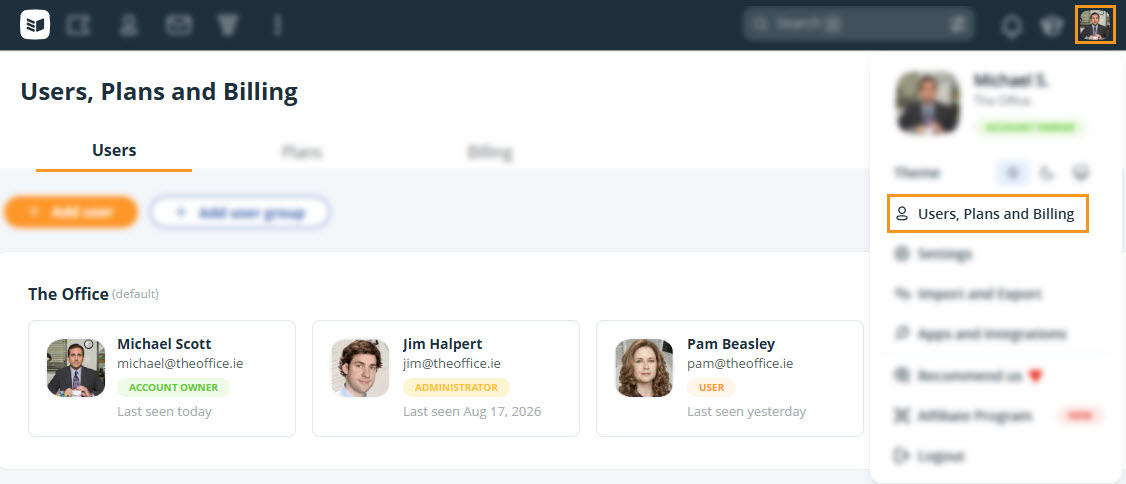 Users, Plans and Billing | Users