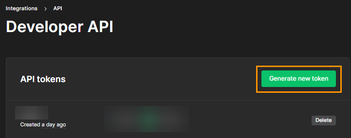 MailerLite | Developer API | Generate new token
