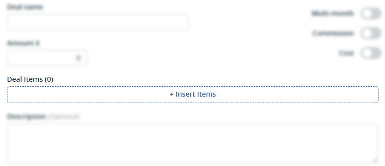 Contact page | Add deal | Insert items