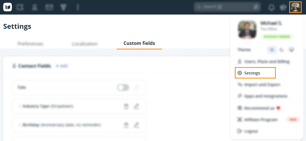 Settings | Custom Fields