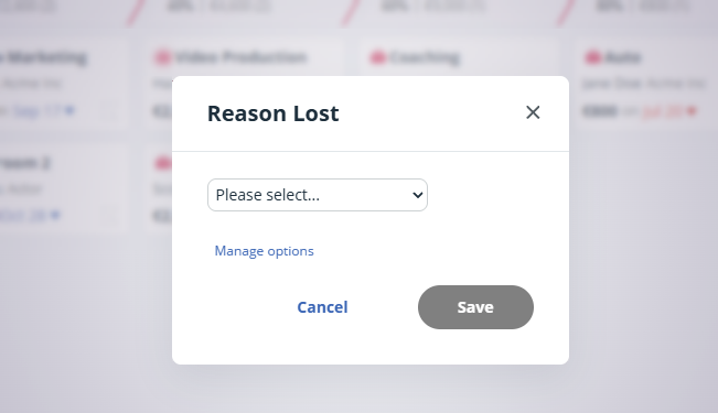 Reason Lost pop-up