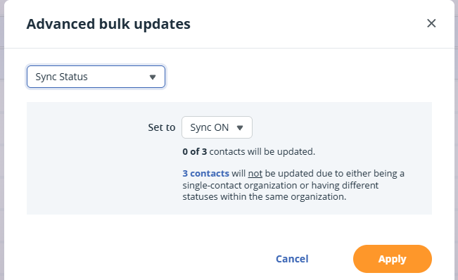 Advanced Bulk Updates | Sync Status