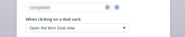 Delivery Pipeline | Gear icon | When clicking on a deal card
