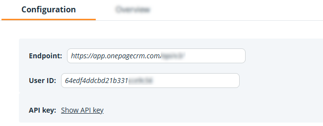 API l Configuration tab