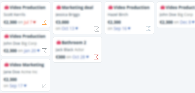 Pipeline | Kanban view | Deal card flags