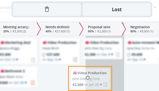 Pipeline | Kanban view | Drag n Drop