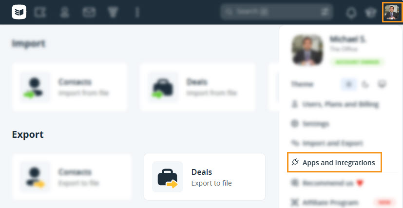 Import & Export | Deals Export to file