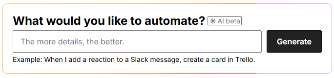 Zapier | Create a Zap using AI