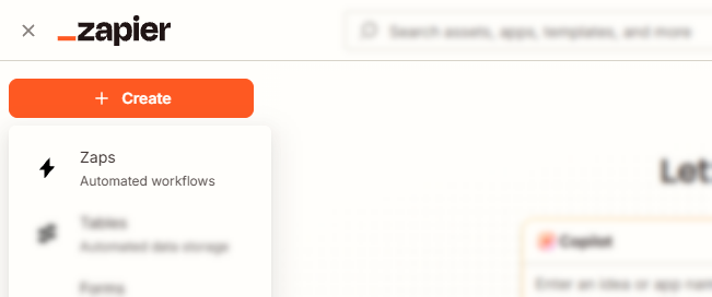 Zapier | Create | Zap