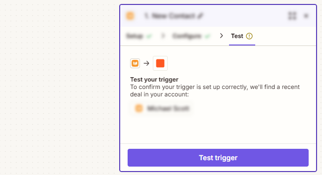 Zapier | Trigger event | Test Trigger