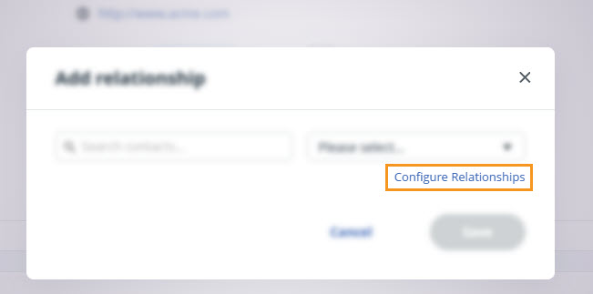 Contact | Add Relationship | Configure Relationships