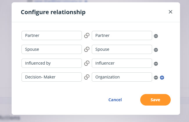 Contact | Add Relationship | Configure Relationships options