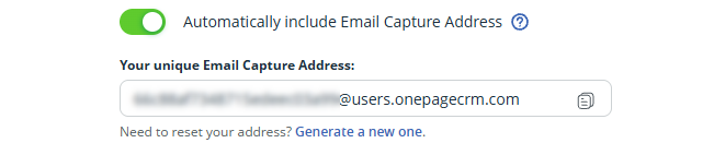 Email configuration | Automatically include Email Capture Address