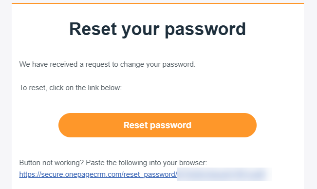 OnePageCRM | Reset password