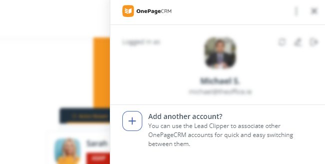 OnePageCRM | Lead Clipper | Add another account
