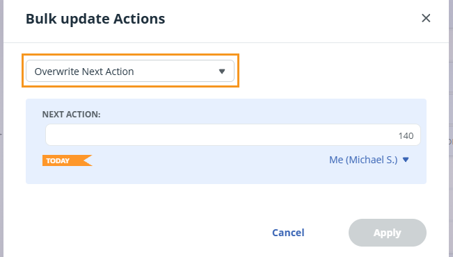 Bulk updates | Overwrite Actions