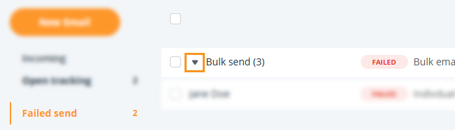 Email page | Failed send folder | expand bulk email