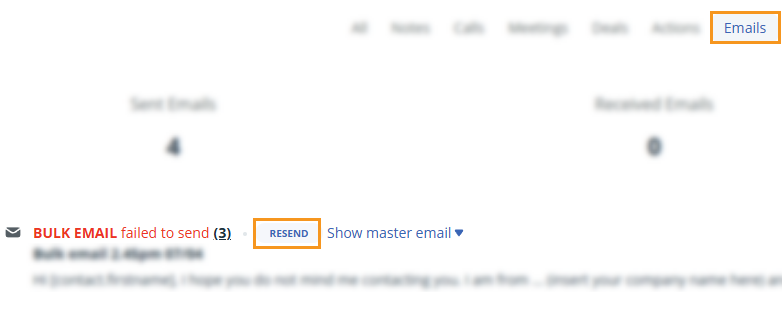 More | Activity | Emails | Resend bulk email
