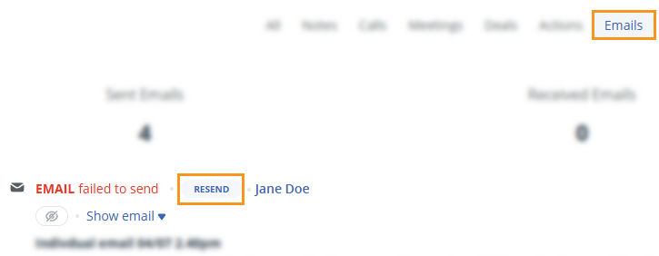 More | Activity | Emails | Resend individual email