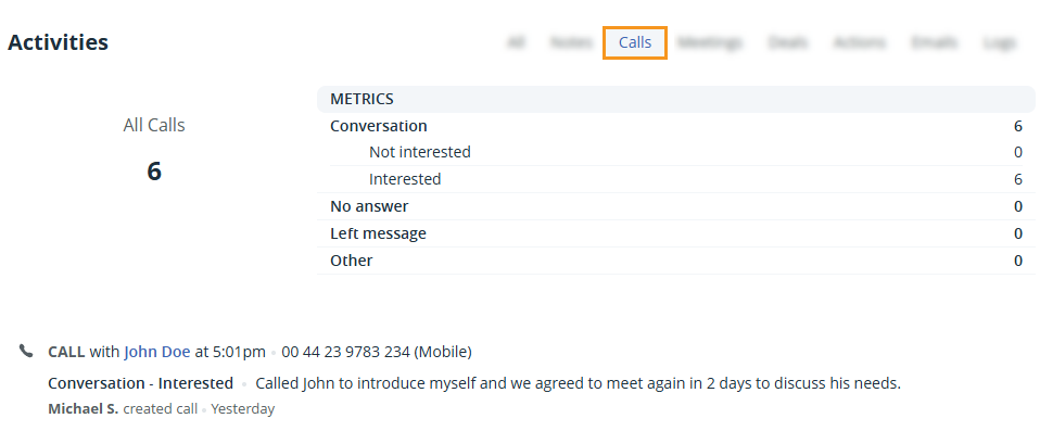 Activity | Calls