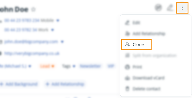 Contact | 3-dots | Clone